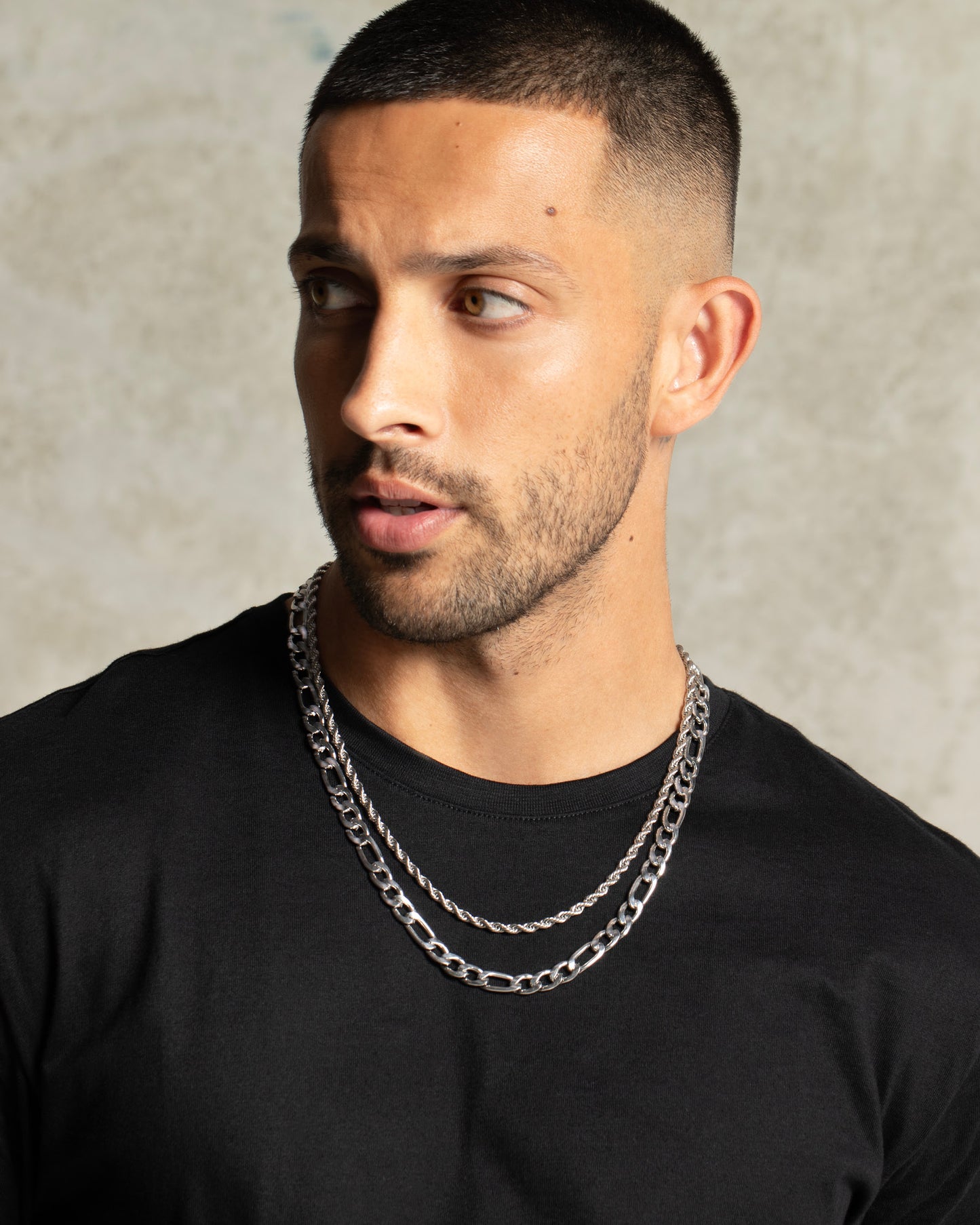 Fortress Rope and Figaro Chain Necklace