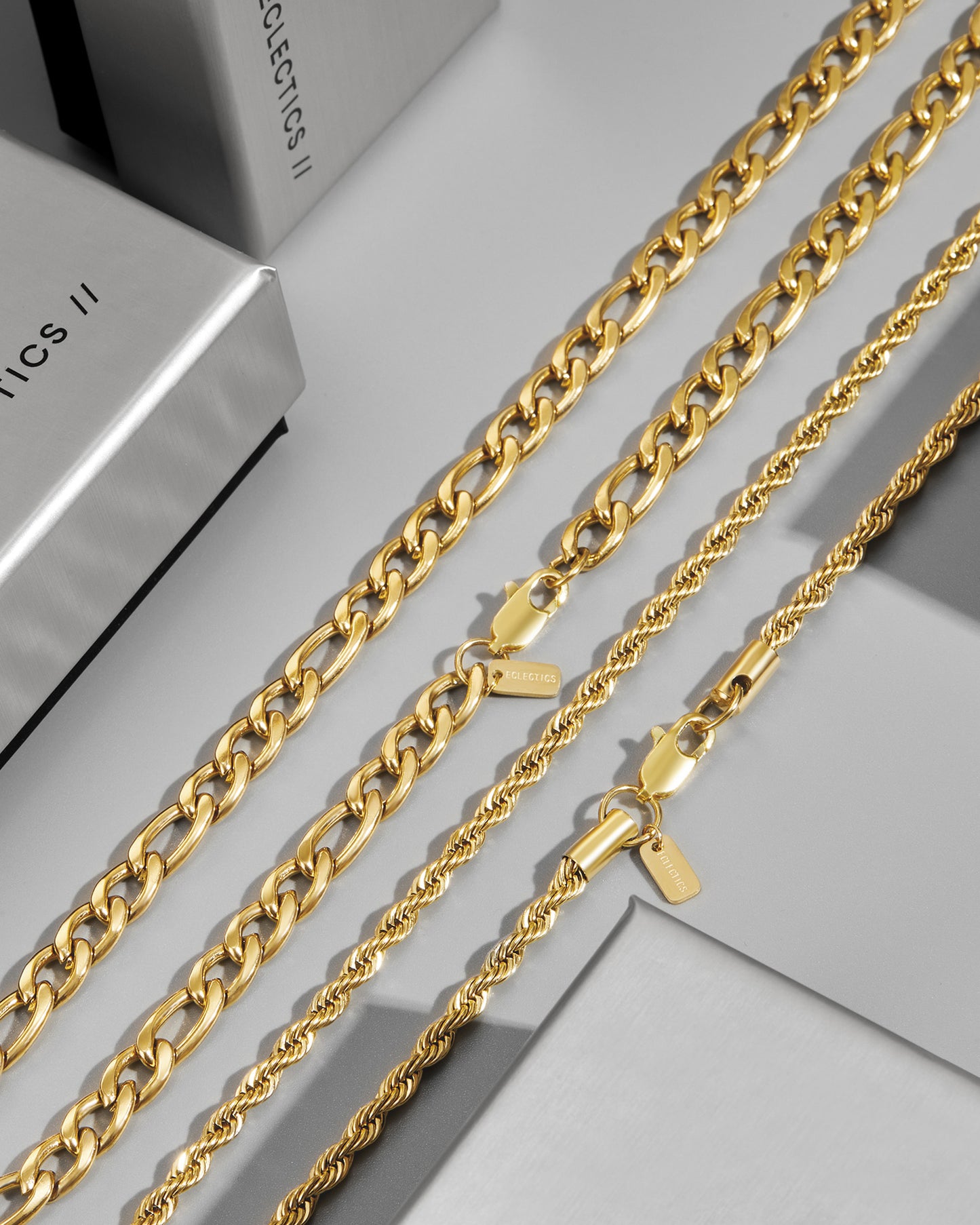 Fortress Rope and Figaro Chain Necklace