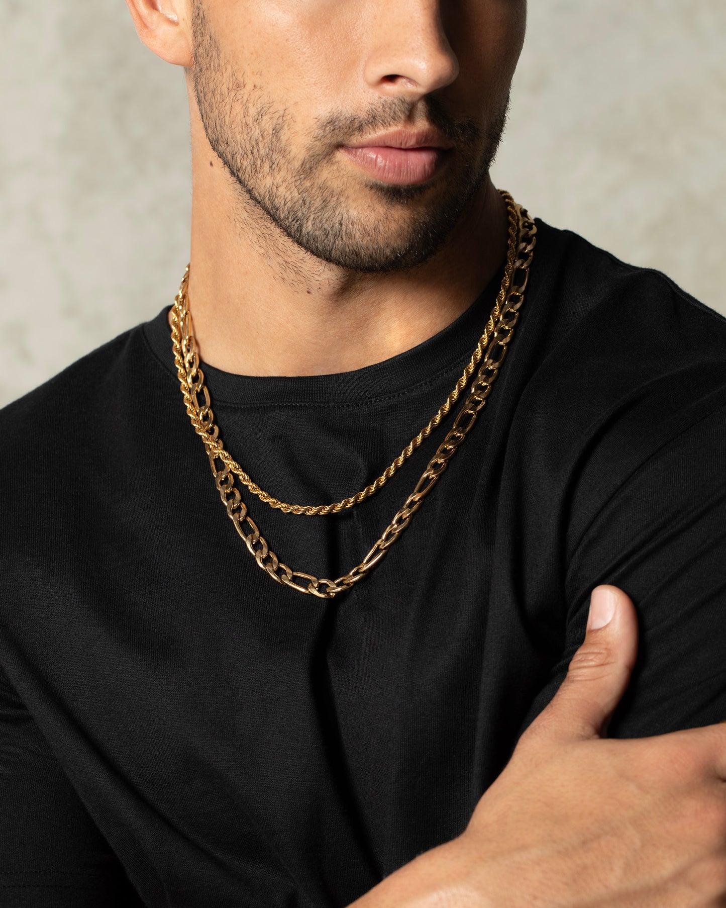 Fortress Rope and Figaro Chain Necklace