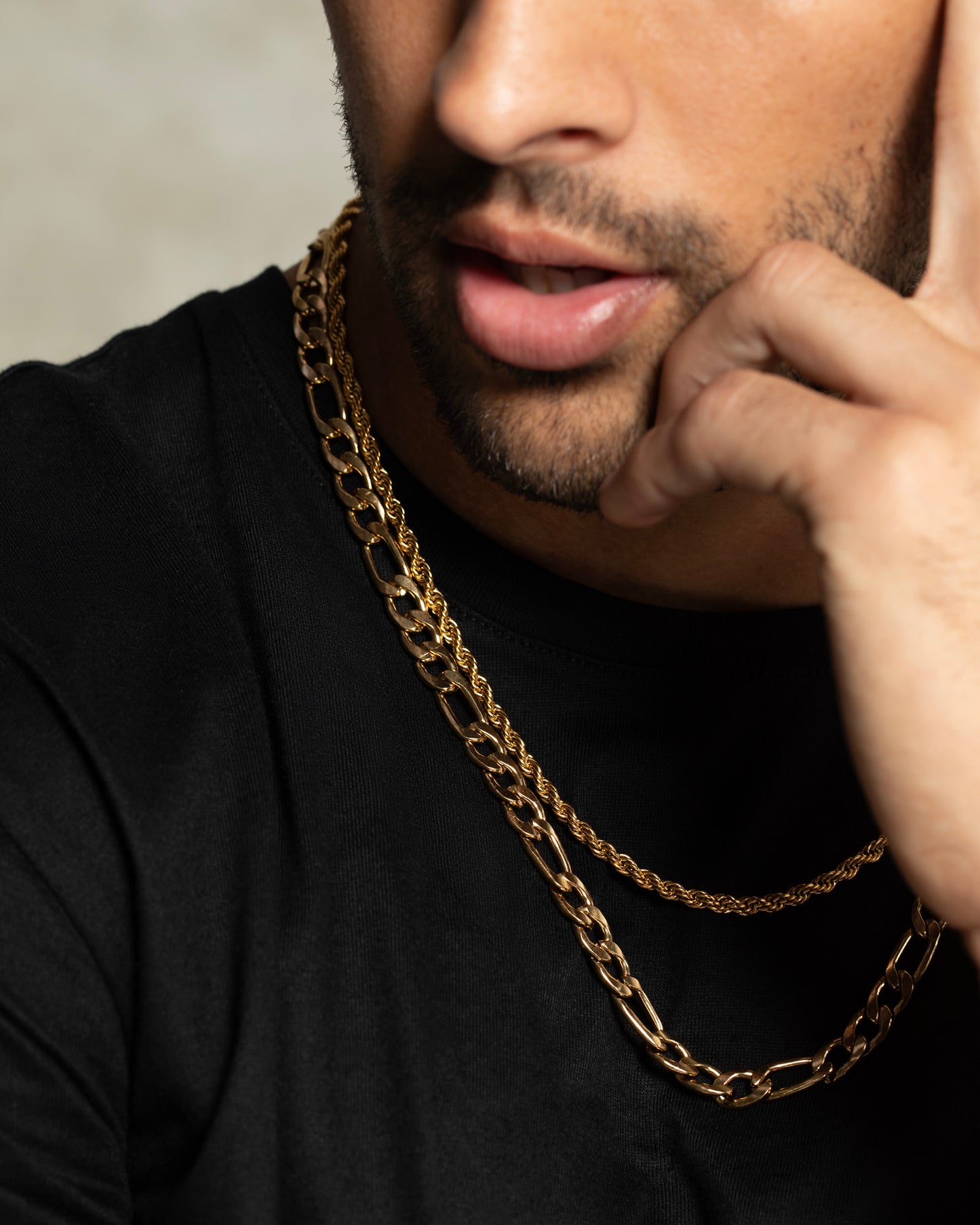Fortress Rope and Figaro Chain Necklace
