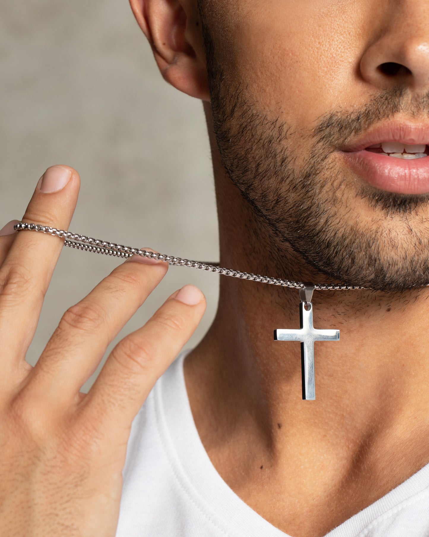 Latin Cable Chain Cross Necklace